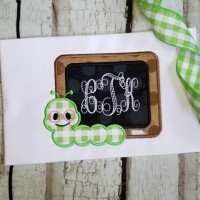 Chalkboard with Worm Machine Applique Design